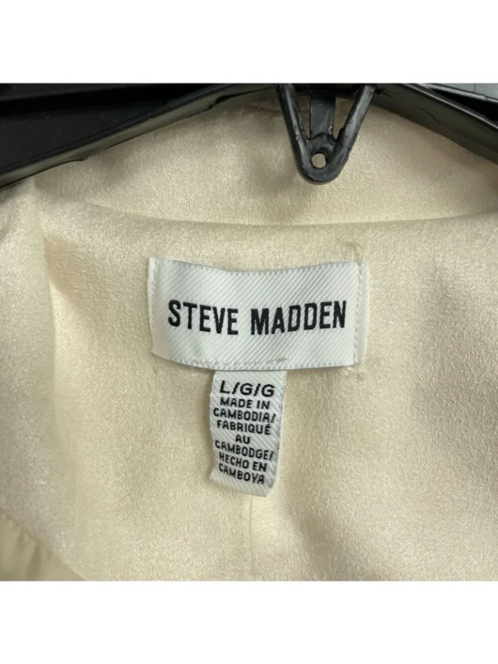 NWT Steve Madden Women's L Faux Suede Cream Button-Up Trucker Jacket  B0491